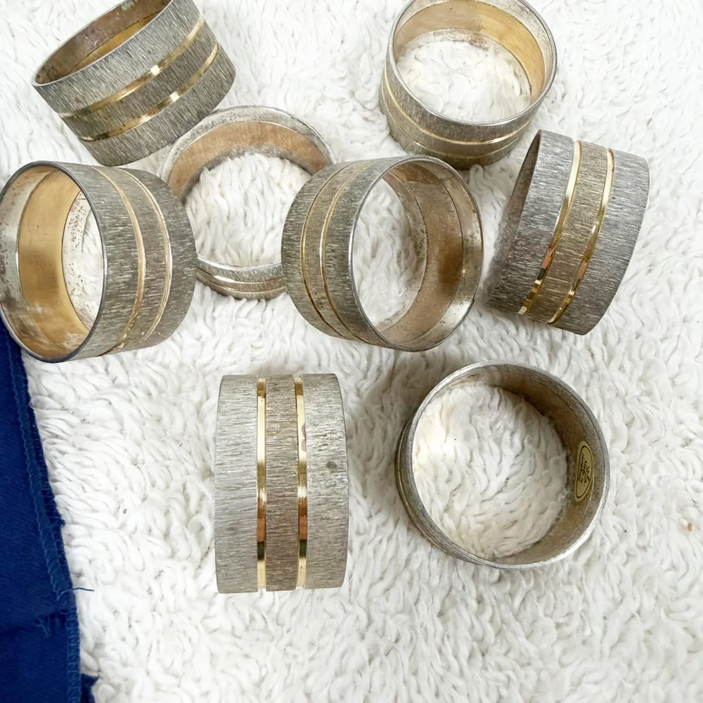 Mariposa Silver & Gold Napkin Rings Set of 8